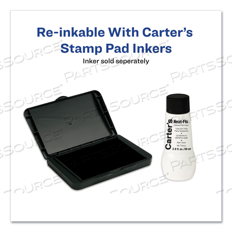 PRE-INKED FELT STAMP PAD, 6.25" X 3.25", BLACK by Carter's
