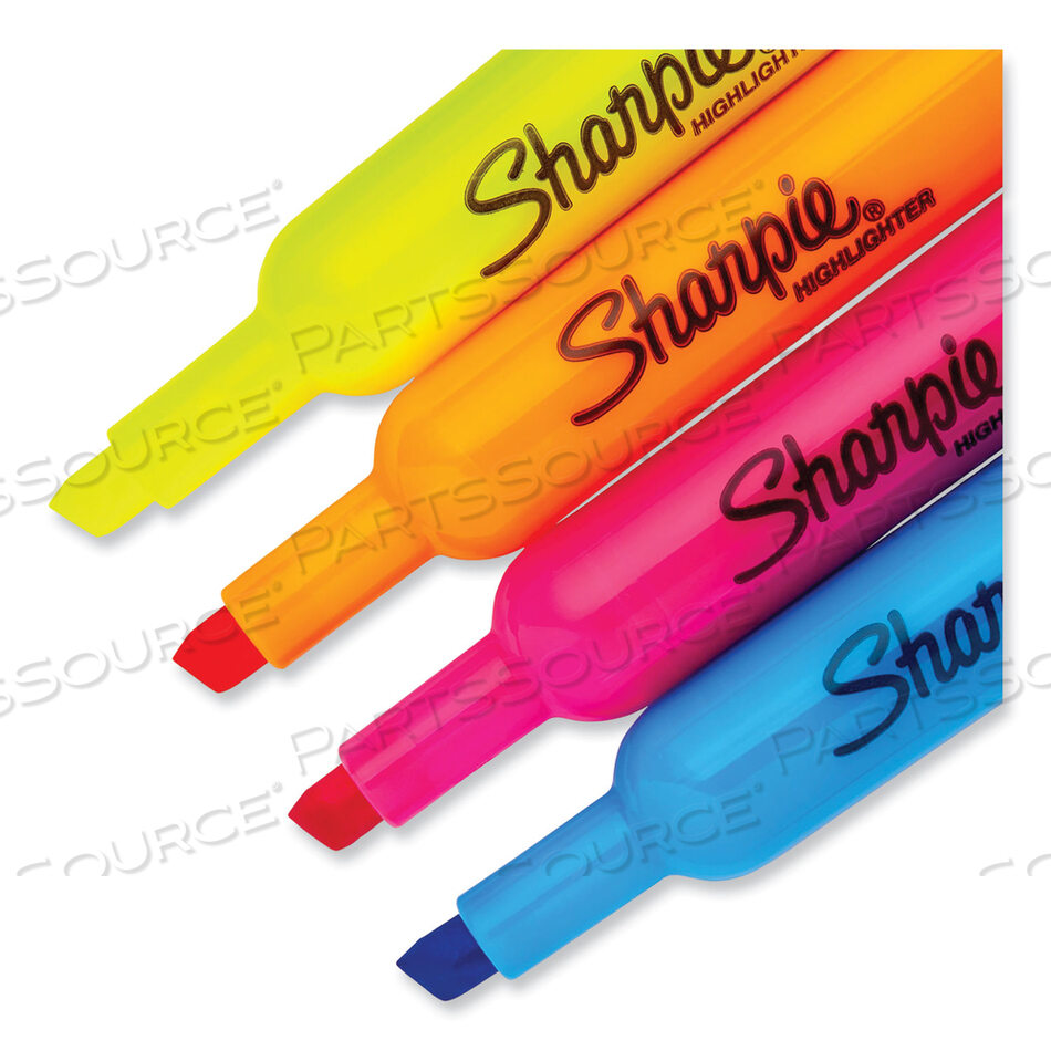 TANK STYLE HIGHLIGHTERS, ASSORTED INK COLORS, CHISEL TIP, ASSORTED BARREL COLORS, 6/SET by Sharpie