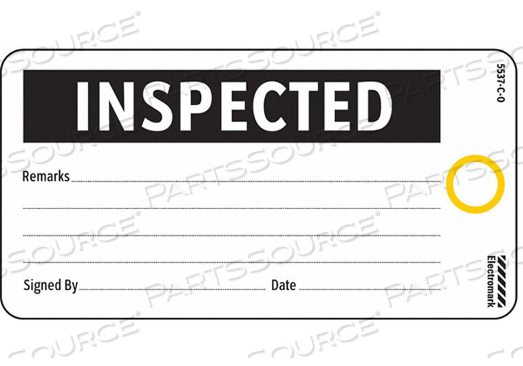 INSPECTED TAG 3 X 5-3/4 IN BK/WHT PK25 by Electromark