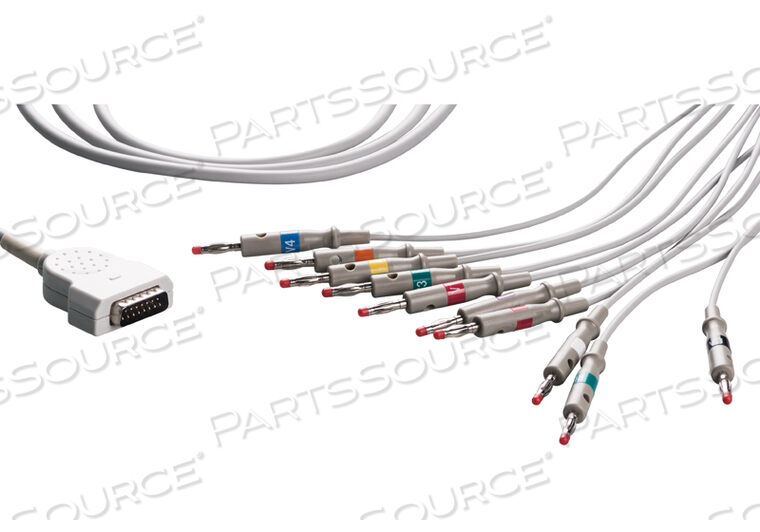 EKG CABLE, 6 MM, 2.2 M CABLE, TPU JACKET, GRAY, MEETS AAMI ANSI EC53, ISO 