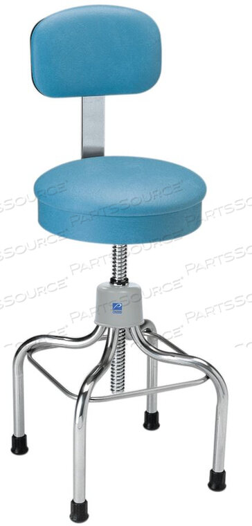 21"- 35" SCREW ADJUSTABLE STAINLESS STEEL EXAM STOOL WITH BACK - LAKE BLUE by Pedigo Products, Inc.