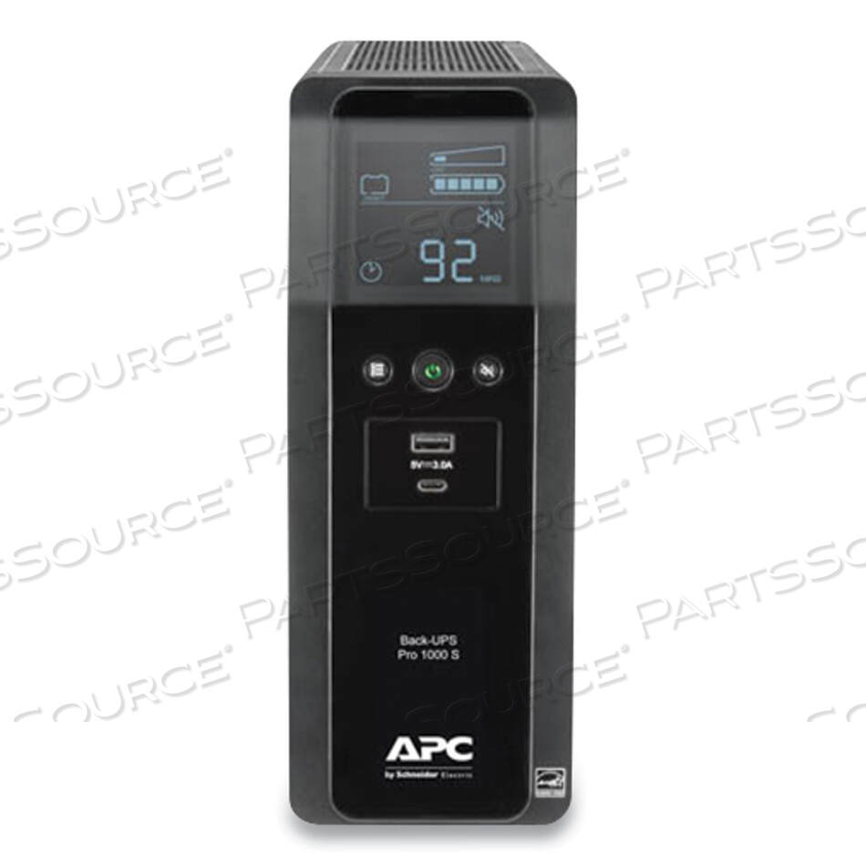 BACK-UPS PRO 1000S, 1000VA, 120V, SINEWAVE, AVR, LCD, 2 USB CHARGING PORTS, 10 N by APC / American Power Conversion