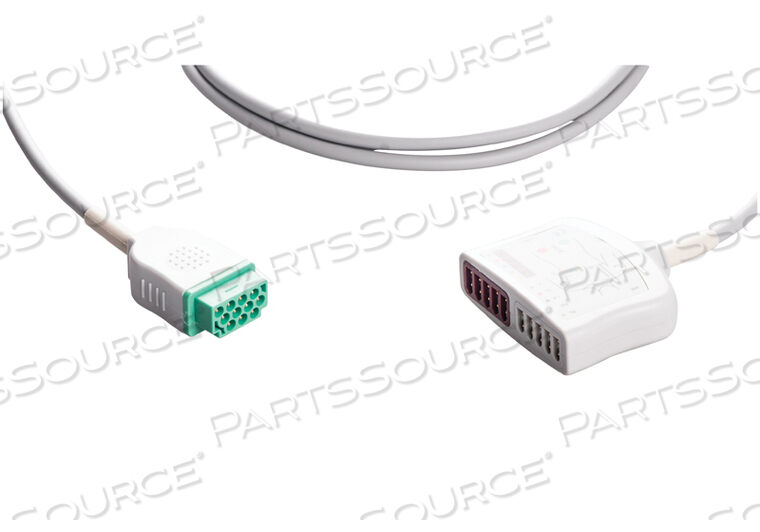 ECG CABLE ASSEMBLY, 5 MM, TPU JACKET, GRAY, MEETS AAMI ANSI EC53, ISO 