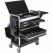 Extreme Tools EX3304TCMBBK 33Wx22-7/8Dx44-1/4H 4 Drawer Matte Black Deluxe Tool Cart w/ Bumpers