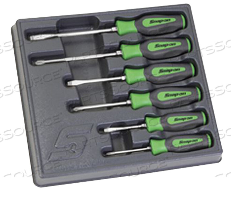 SET, SCREWDRIVER, COMBINATION, INSTINCT HARD HANDLE, GREEN, 6PCS. by Snap-on Incorporated