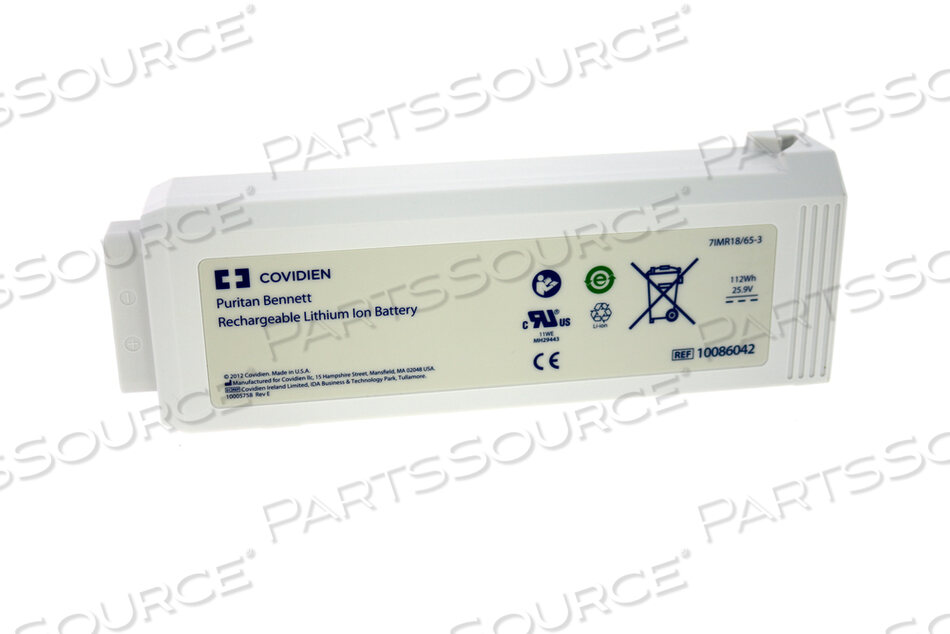 BATTERY RECHARGEABLE, LITHIUM ION, 25.9V, 4.3 AH, 112 WH by Puritan Bennett - Covidien