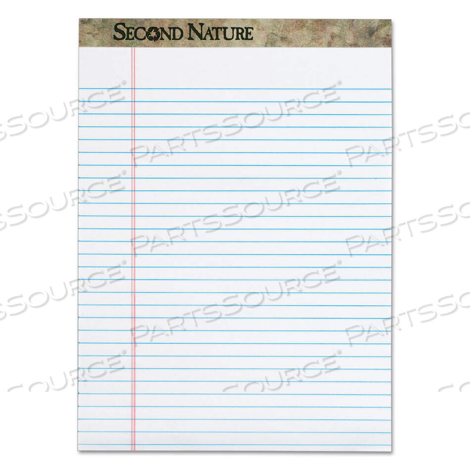 SECOND NATURE RECYCLED RULED PADS, WIDE/LEGAL RULE, 50 WHITE 8.5 X 11.75 SHEETS, DOZEN by Tops