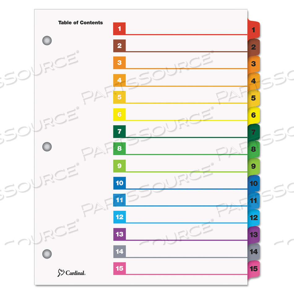 ONESTEP PRINTABLE TABLE OF CONTENTS AND DIVIDERS, 15-TAB, 1 TO 15, 11 X 8.5, WHITE, ASSORTED TABS, 1 SET by Cardinal