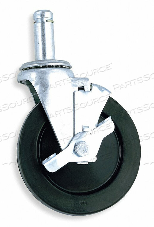 SWIVEL STEM CASTER, 200 LBS, 5 IN, RESILIENT RUBBER by Intermetro Industries (Emerson)