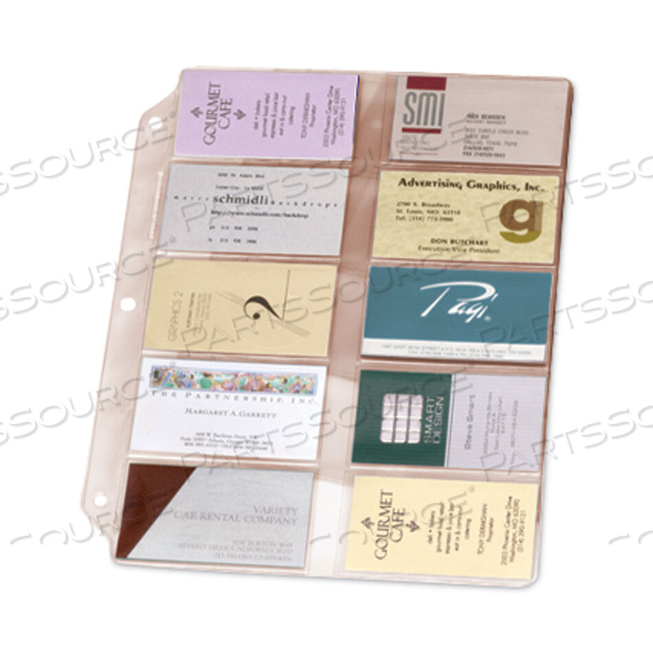 BUSINESS CARD REFILL PAGES, FOR 2 X 3.5 CARDS, CLEAR, 20 CARDS/SHEET, 10 SHEETS/PACK by Cardinal