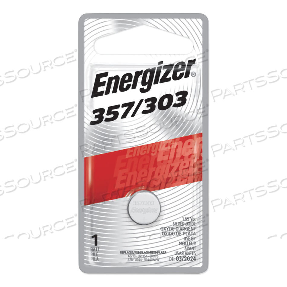 ENERGIZER 357 1.5 VOLT BUTTON CELL BATTERY, MODEL 357/303, 1 PER PACK by Energizer