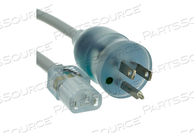 6FT 16 AWG NEMA 5-15P - C13 HOSPITAL GRADE POWER CORD - CLEAR/GREY by CableWholesale