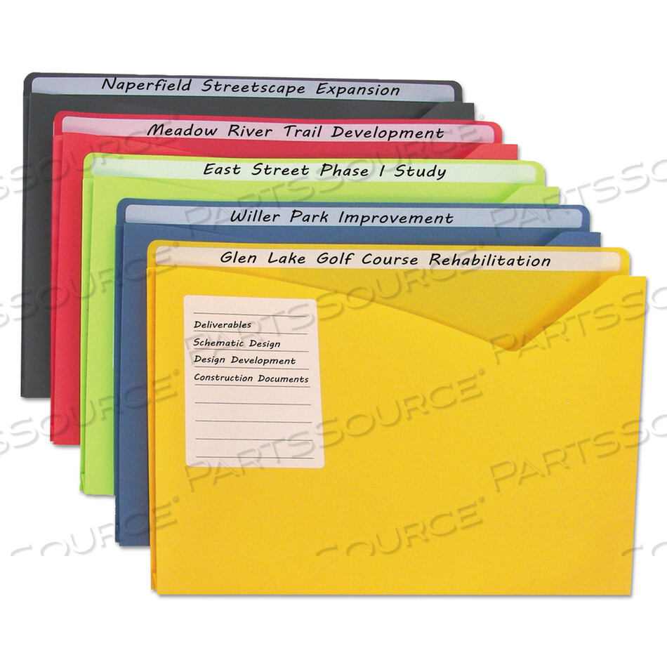 WRITE-ON POLY FILE JACKETS, STRAIGHT TAB, LETTER SIZE, ASSORTED COLORS, 10/PACK by C-Line