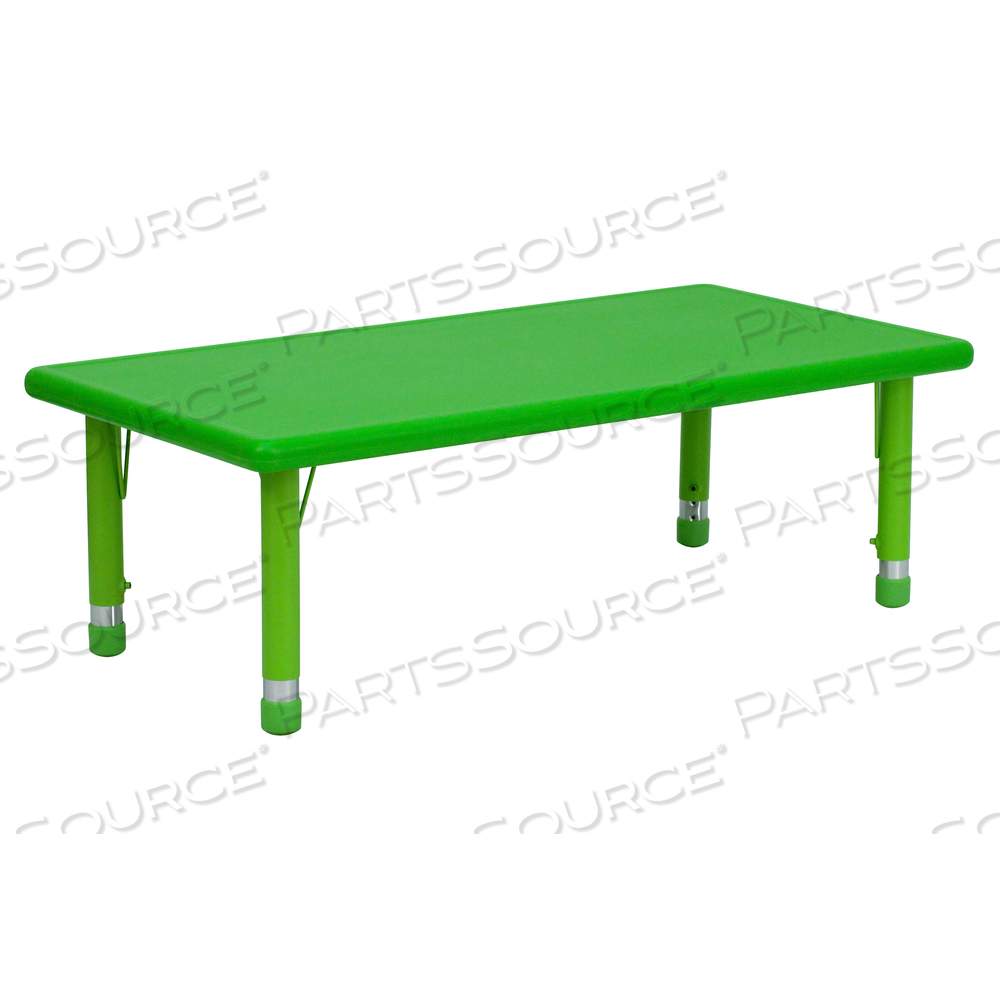 WREN 24''W X 48''L RECTANGULAR GREEN PLASTIC HEIGHT ADJUSTABLE ACTIVITY TABLE by Flash Furniture
