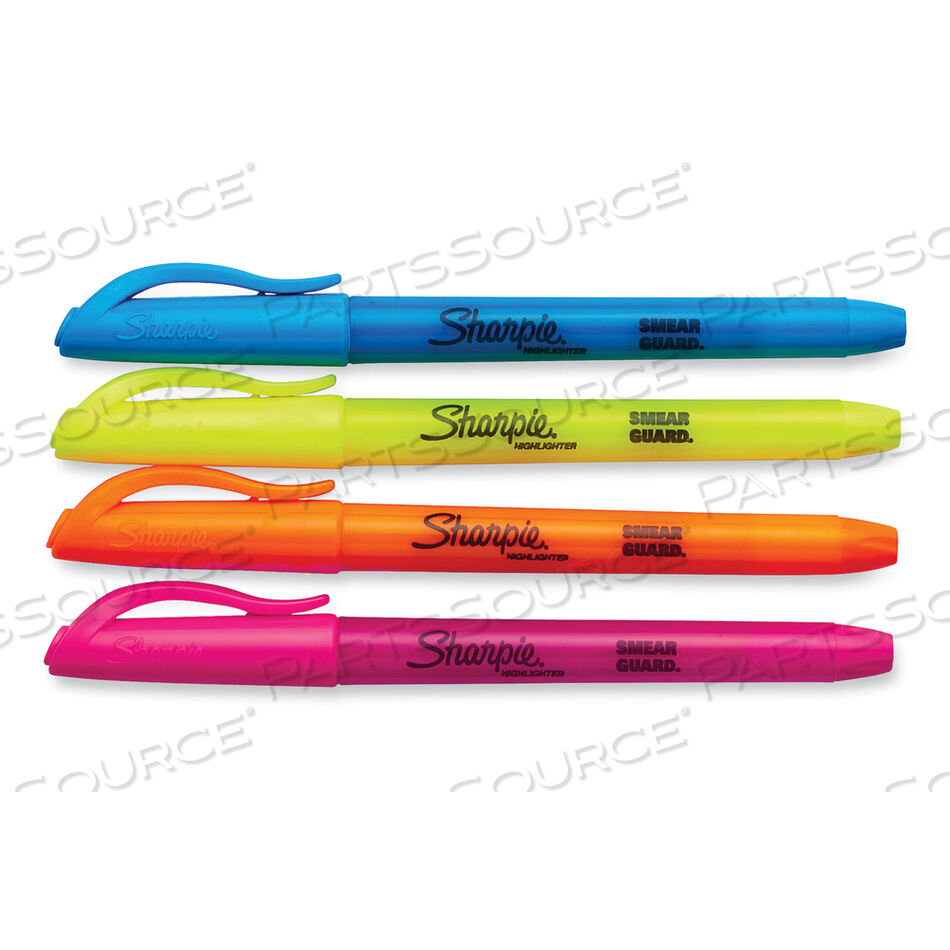 POCKET STYLE HIGHLIGHTERS, ASSORTED INK COLORS, CHISEL TIP, ASSORTED BARREL COLORS, 5/SET by Sharpie