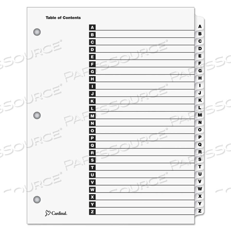 ONESTEP PRINTABLE TABLE OF CONTENTS AND DIVIDERS, 26-TAB, A TO Z, 11 X 8.5, WHITE, WHITE TABS, 1 SET by Cardinal