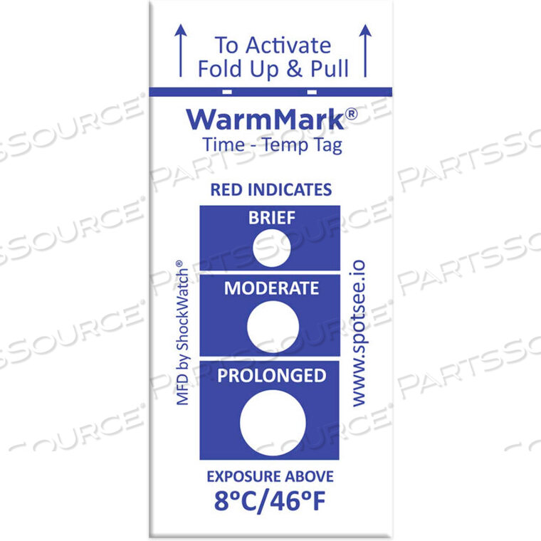 SPOTSEE WARMMARK 8/46F 3-WINDOW TIME TEMPERATURE INDICATORS, 100/BOX by Shockwatch Inc