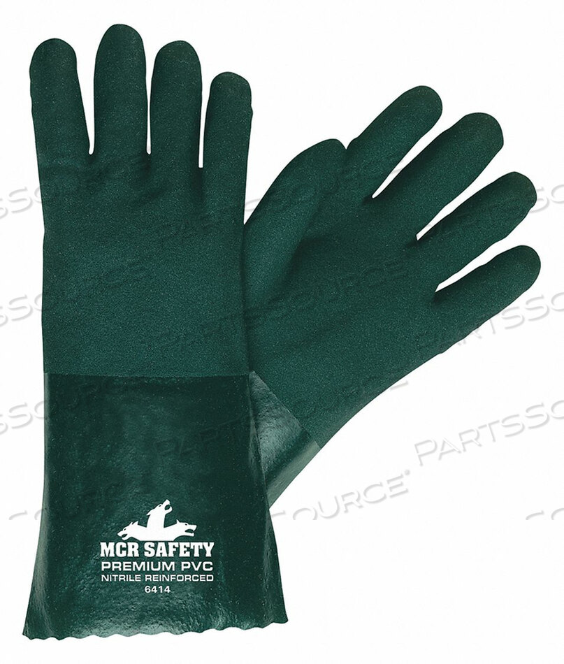 CHEMICAL GLOVES L 14 IN.L GREEN PVC PK12 by MCR Safety