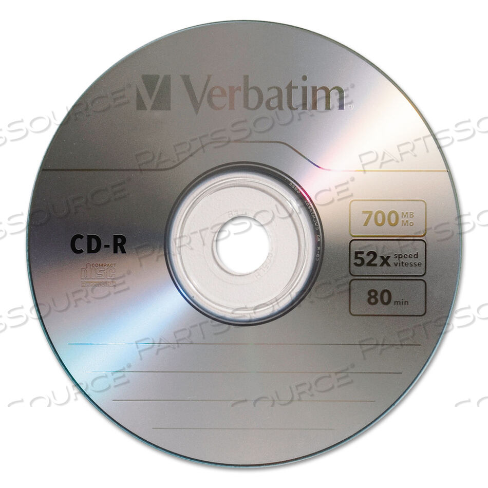 CD-R RECORDABLE DISC, 700 MB/80MIN, 52X, SPINDLE, SILVER, 50/PACK by Verbatim