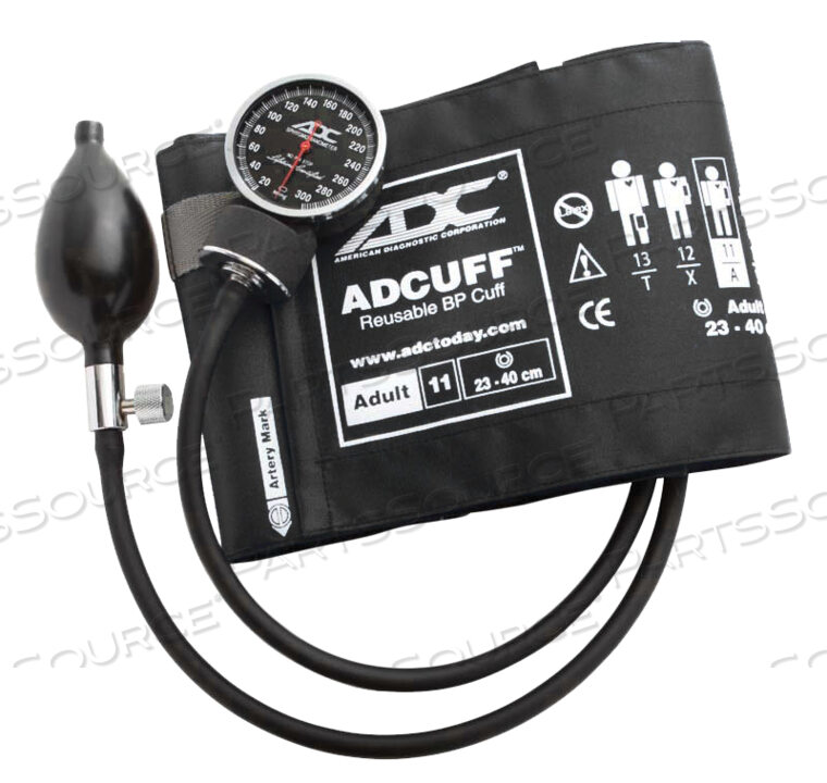 ANEROID SPHYGMOMANOMETER, BLACK, ADULT by American Diagnostic Corporation (ADC)