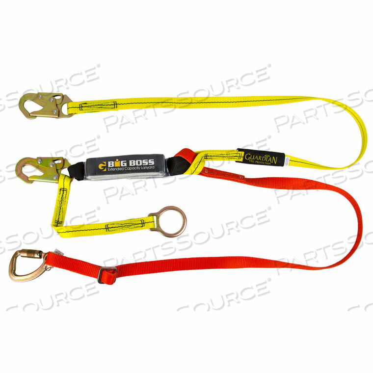 4-IN-1 LANYARD, STEEL SNAP HOOKS, 5K TRIPLE LOCK CARABINER, 18" EXTENSION, D-RING, NYLON by Guardian Fall Protection