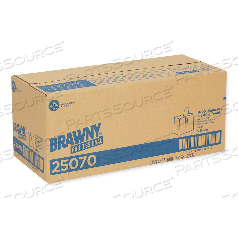 MEDIUM WEIGHT HEF SHOP TOWELS, 9 1/8 X 16 1/2, 100/BOX, 5 BOXES/CARTON by Brawny