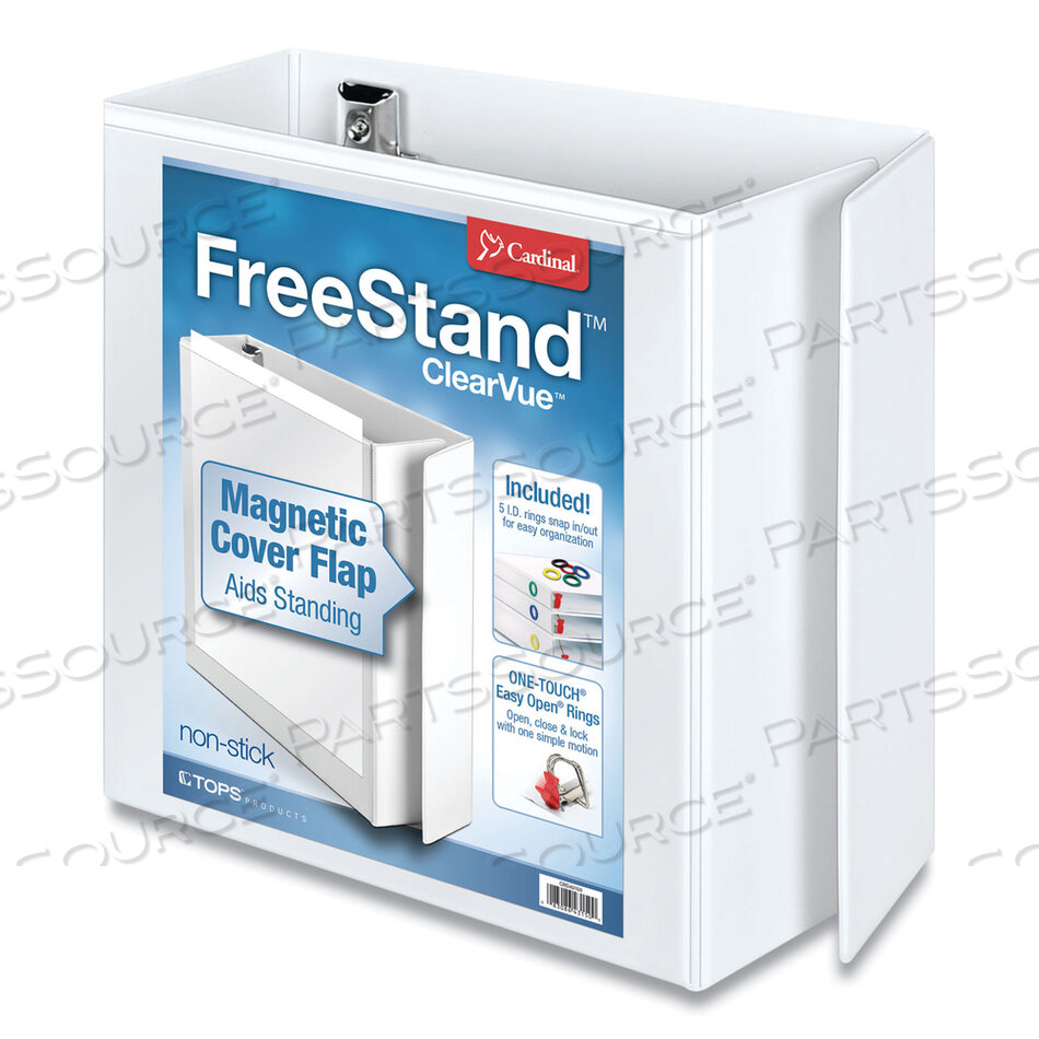 FREESTAND EASY OPEN LOCKING SLANT-D RING BINDER, 3 RINGS, 5" CAPACITY, 11 X 8.5, WHITE by Cardinal