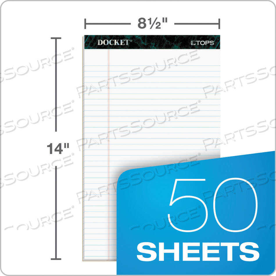 DOCKET RULED PERFORATED PADS, WIDE/LEGAL RULE, 50 WHITE 8.5 X 14 SHEETS, 12/PACK by Tops