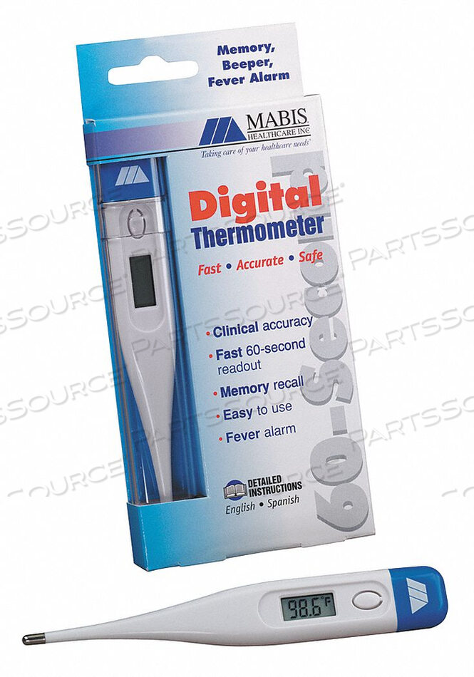 Mabis Fast 9 Second Digital Thermometer, flex tip, Fahrenheit