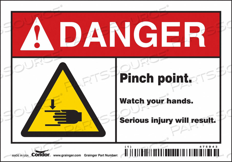 SAFETY SIGN 5 W 3-1/2 H 0.004 THICK by Condor