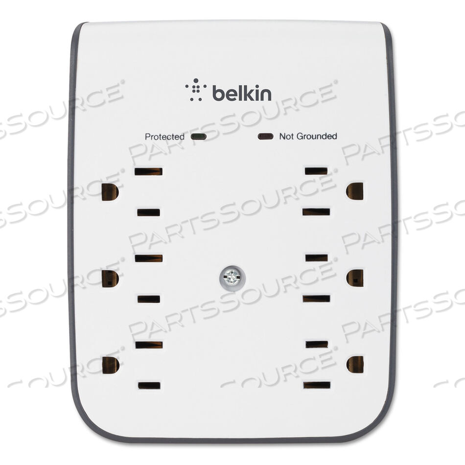 SURGEPLUS USB WALL MOUNT CHARGER, 6 AC OUTLETS/2 USB PORTS, 900 J, WHITE/BLACK by Belkin