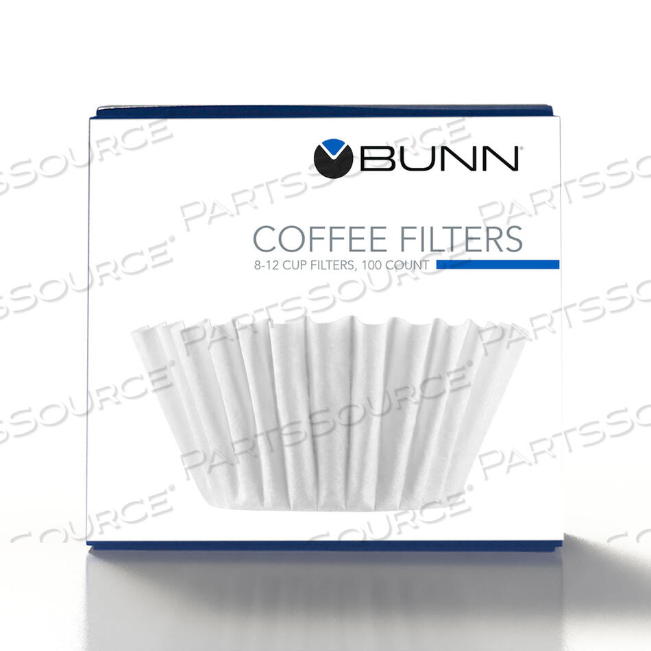 COFFEE FILTERS, 8 TO 12 CUP SIZE, FLAT BOTTOM, 100/PACK by Bunn