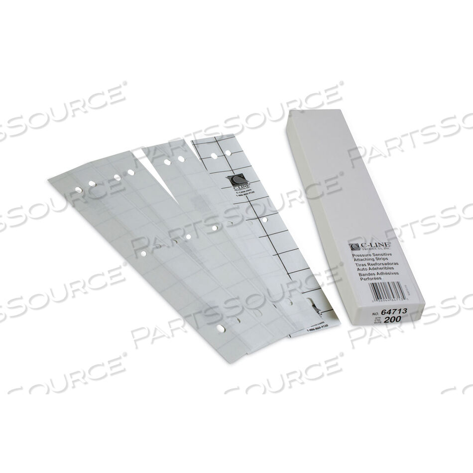 SELF-ADHESIVE ATTACHING STRIPS, 3-HOLE PUNCHED, 1 X 11, CLEAR, 200/BOX by C-Line