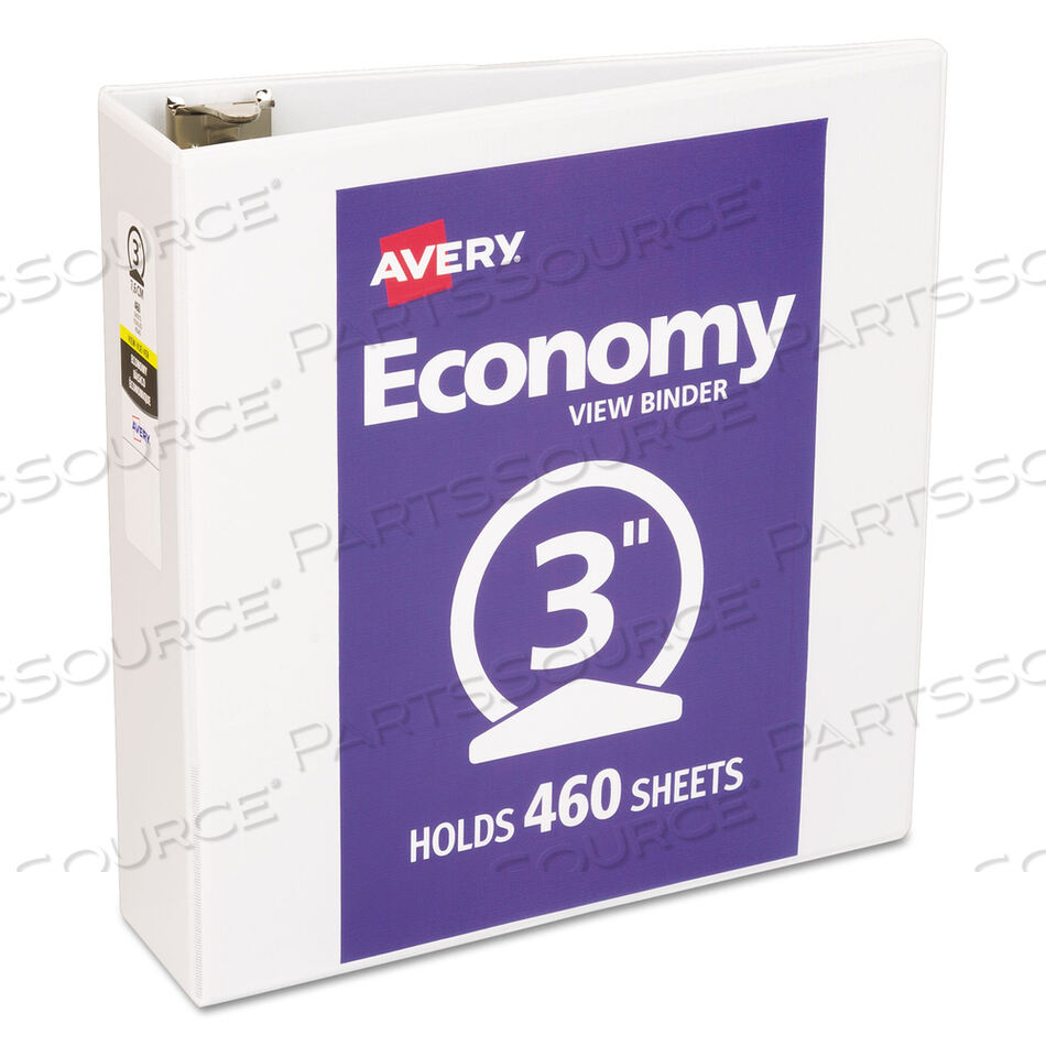 ECONOMY VIEW BINDER WITH ROUND RINGS, 3 RINGS, 3" CAPACITY, 11 X 8.5, WHITE, (5741) by Avery