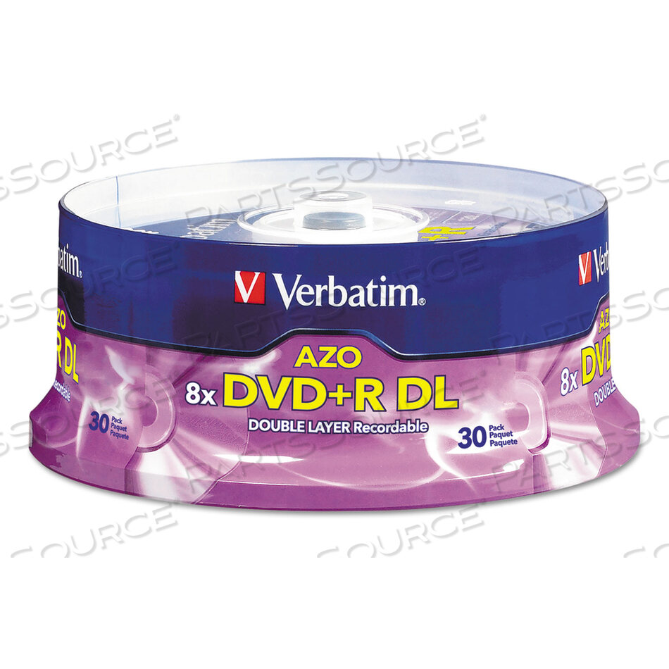 DVD+R DUAL LAYER RECORDABLE DISC, 8.5 GB, 8X, SPINDLE, SILVER, 30/PACK by Verbatim