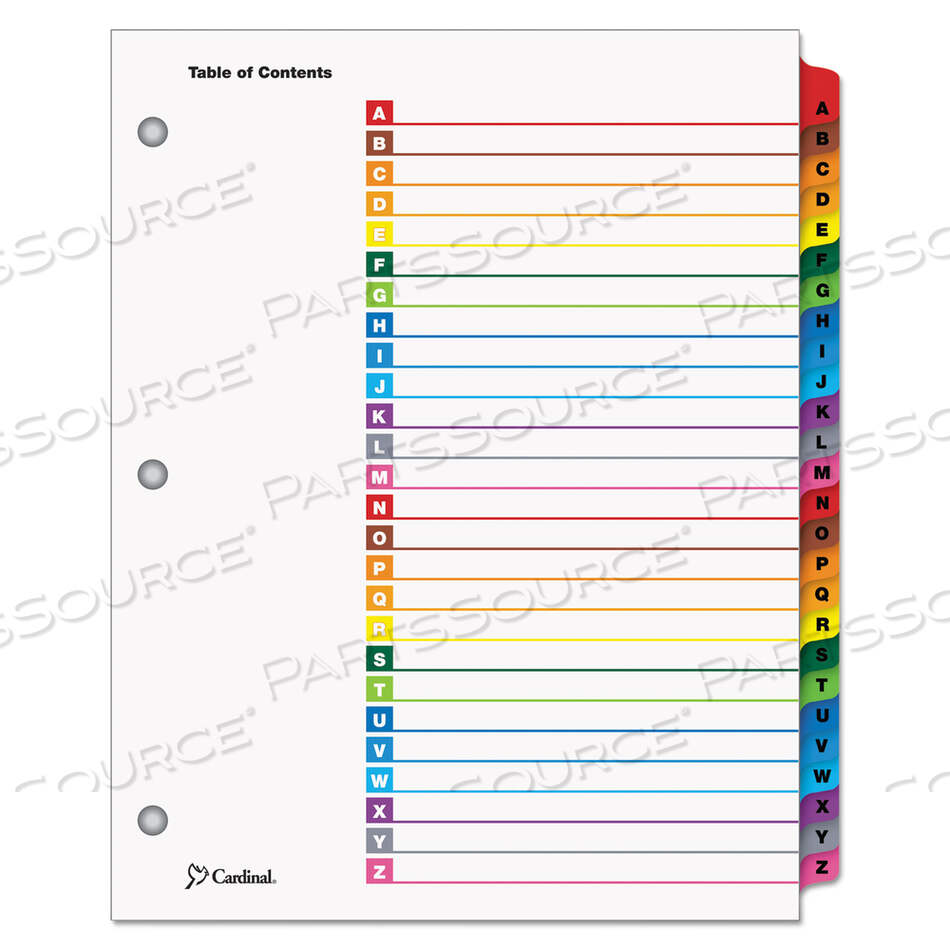 ONESTEP PRINTABLE TABLE OF CONTENTS AND DIVIDERS, 26-TAB, A TO Z, 11 X 8.5, WHITE, ASSORTED TABS, 1 SET by Cardinal
