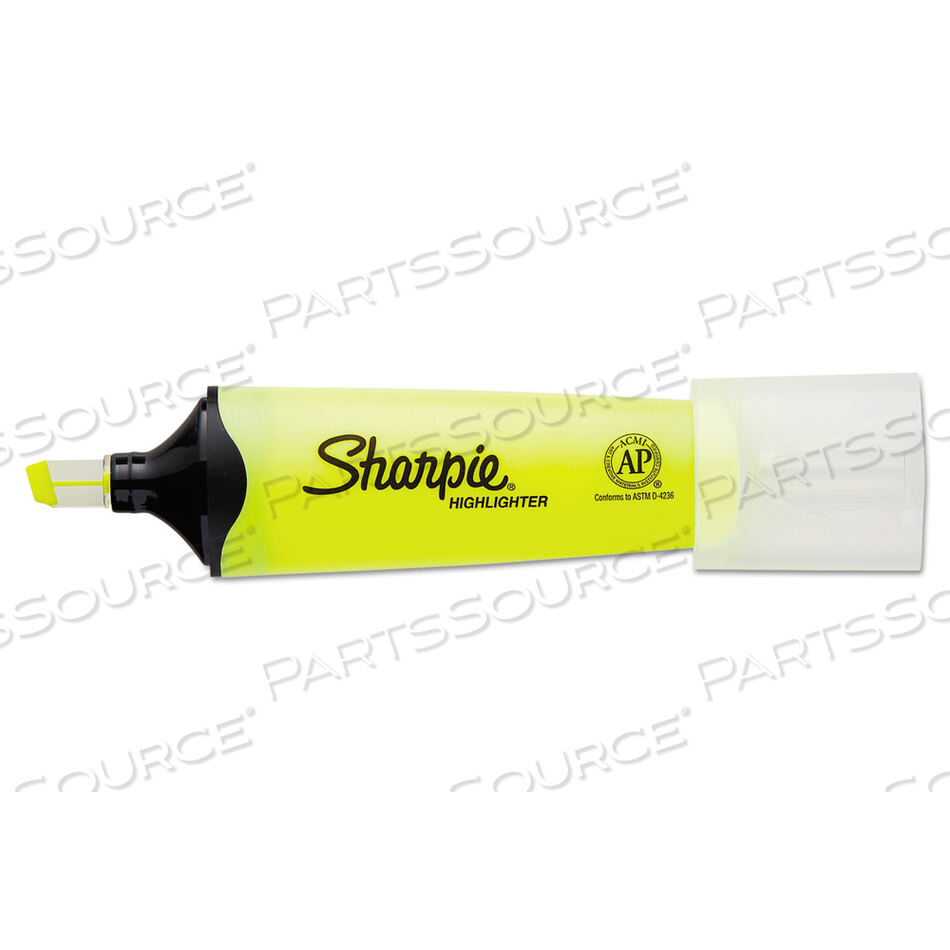 CLEARVIEW TANK-STYLE HIGHLIGHTER, FLUORESCENT YELLOW INK, CHISEL TIP, YELLOW/BLACK/CLEAR BARREL, DOZEN by Sharpie