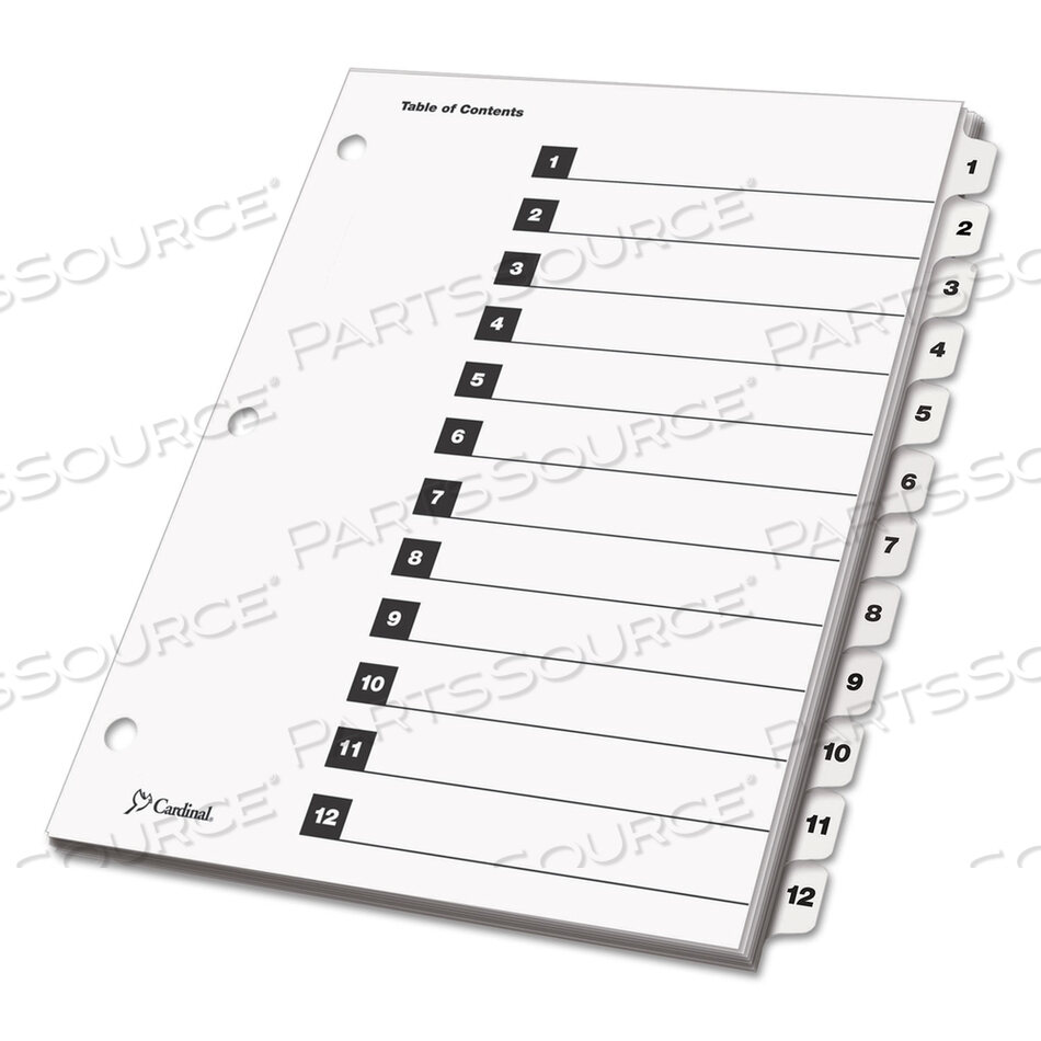 ONESTEP PRINTABLE TABLE OF CONTENTS AND DIVIDERS, 12-TAB, 1 TO 12, 11 X 8.5, WHITE, WHITE TABS, 1 SET by Cardinal