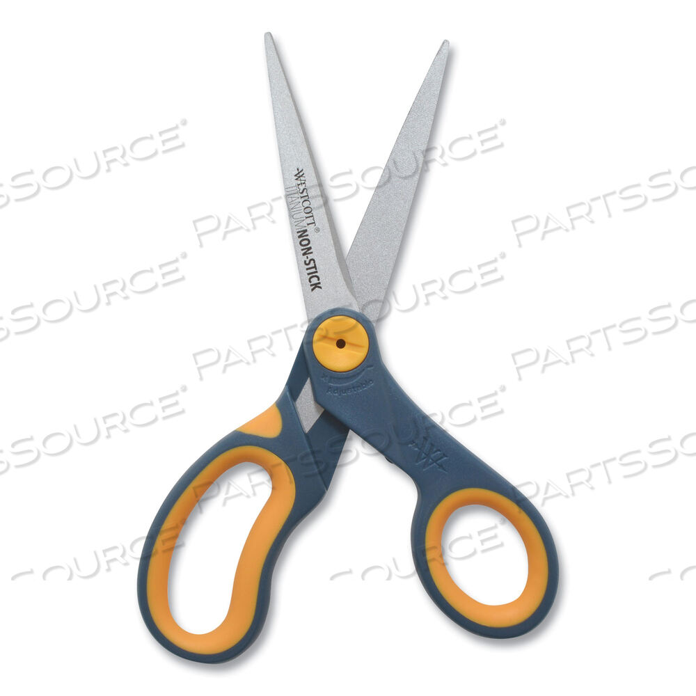 NON-STICK TITANIUM BONDED SCISSORS, 8" LONG, 3.25" CUT LENGTH, GRAY/YELLOW STRAIGHT HANDLE by Westcott NON-STICK TITANIUM BONDED SCISSORS, 8" LONG, 3.25" CUT LENGTH, GRAY/YELLOW STRAIGHT HANDLE by Westcott