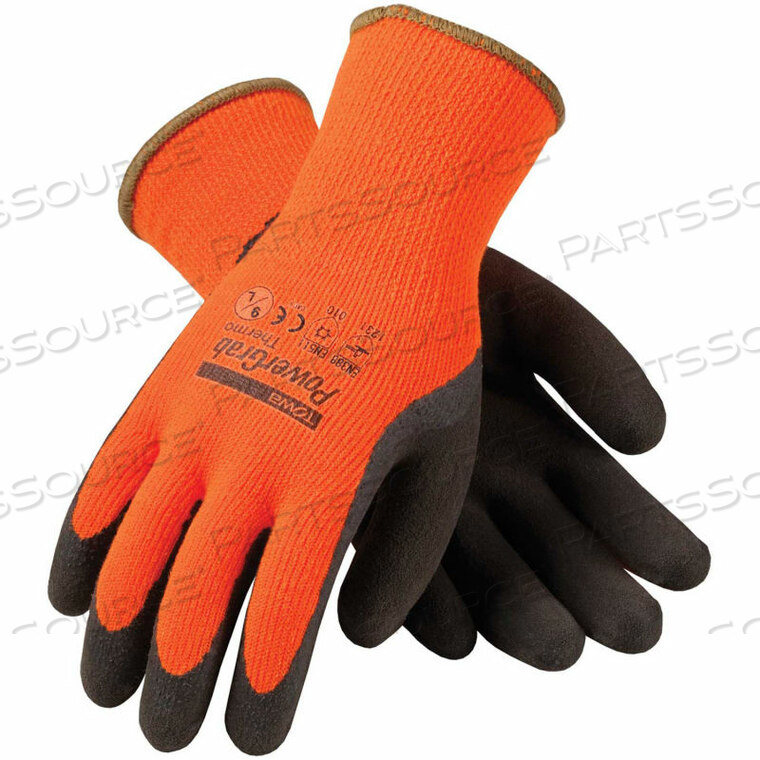 POWERGRAB THERMO COLD PROTECTION HI-VIS ACRYLIC TERRY GLOVE LATEX COAT S by Protective Industrial Products