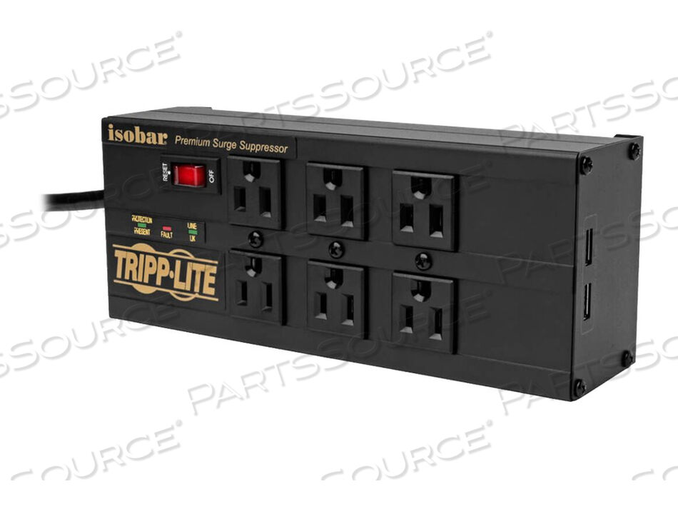 ISOBAR SURGE PROTECTOR 6 OUTLET 2 USB CHARGING PORTS 10FT CORD by Tripp Lite