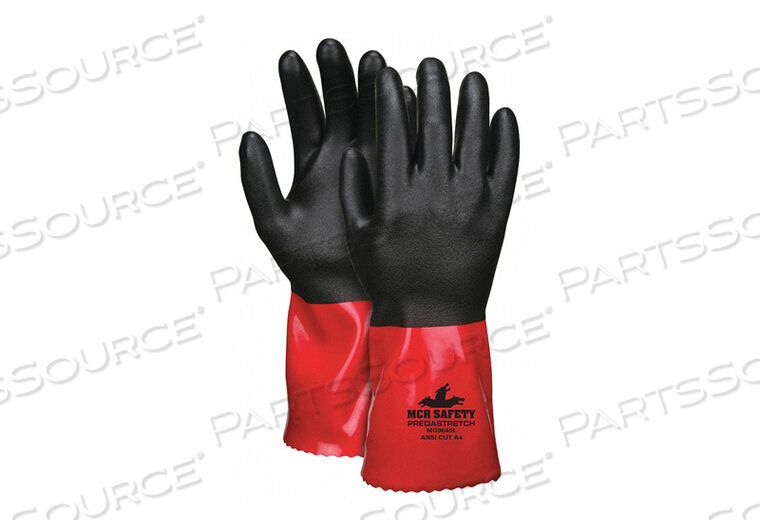CHEMICAL RESISTANT GLOVE L BLCK/RED PK12 by MCR Safety