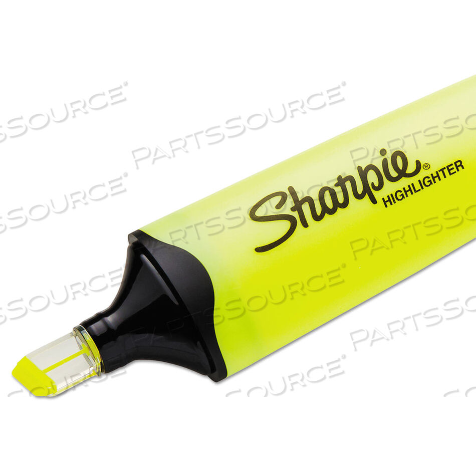 CLEARVIEW TANK-STYLE HIGHLIGHTER, FLUORESCENT YELLOW INK, CHISEL TIP, YELLOW/BLACK/CLEAR BARREL, DOZEN by Sharpie