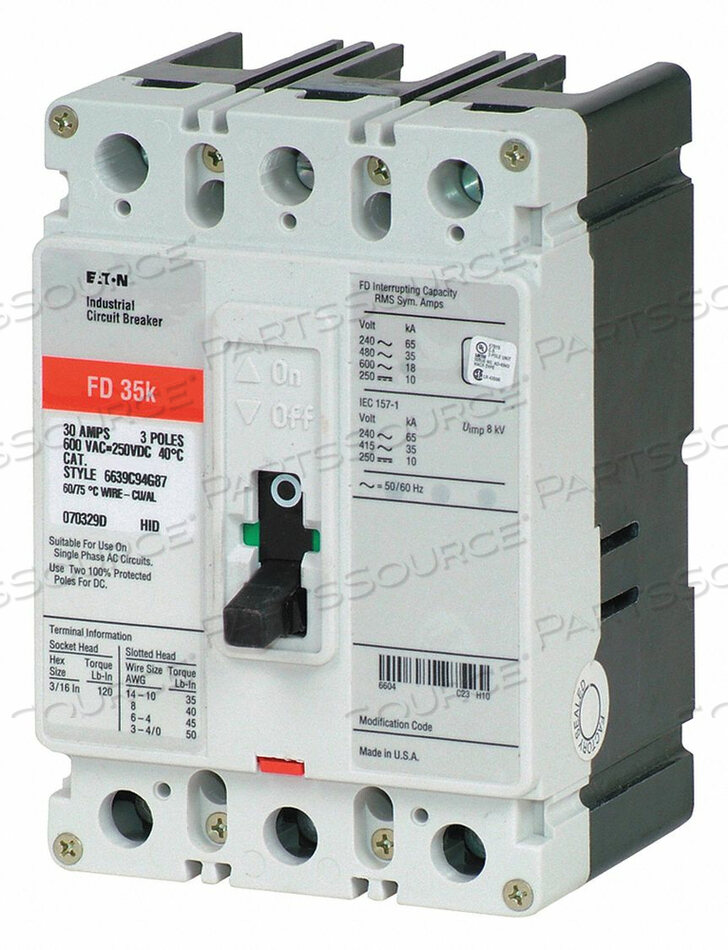 CIRCUIT BREAKER, THERMAL MAGNETIC; 600V AC; 3P; 200A by Eaton