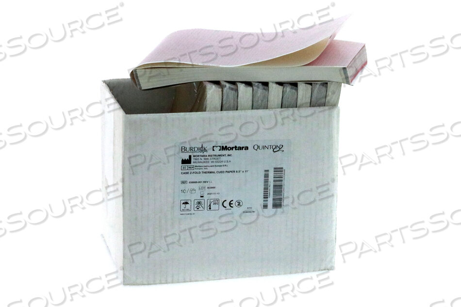 THERMAL CHART PAPER, Z-FOLD, RED GRID, 8.5 IN X 11 IN by Mortara Instrument, Inc