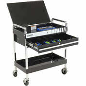 Extreme Tools EX3304TCMBBK 33Wx22-7/8Dx44-1/4H 4 Drawer Matte Black Deluxe Tool Cart w/ Bumpers