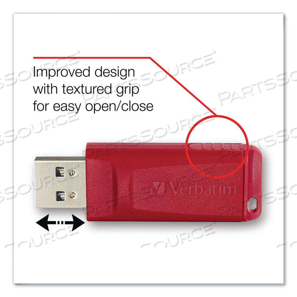 STORE 'N' GO USB FLASH DRIVE, 4 GB, RED by Verbatim