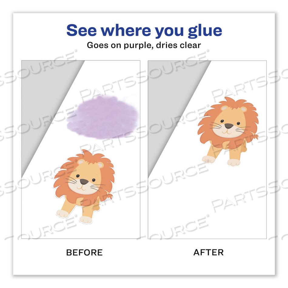 PERMANENT GLUE STIC VALUE PACK, 0.26 OZ, APPLIES PURPLE, DRIES CLEAR, 6/PACK by Avery