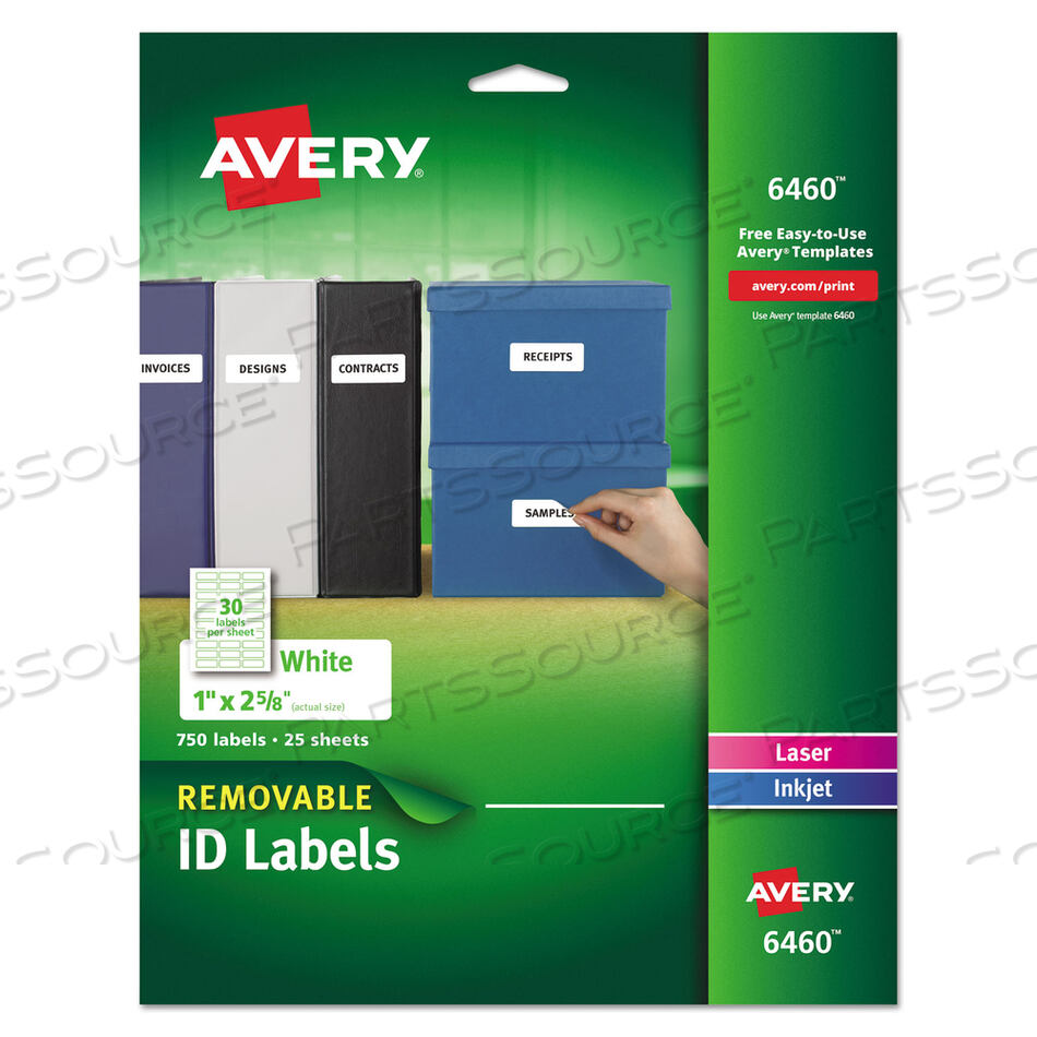 6460 Avery REMOVABLE MULTI-USE LABELS, INKJET/LASER PRINTERS, 1 X 2.63,  WHITE, 30/SHEET, 25 SHEETS/PACK : PartsSource : PartsSource - Healthcare  Products and Solutions