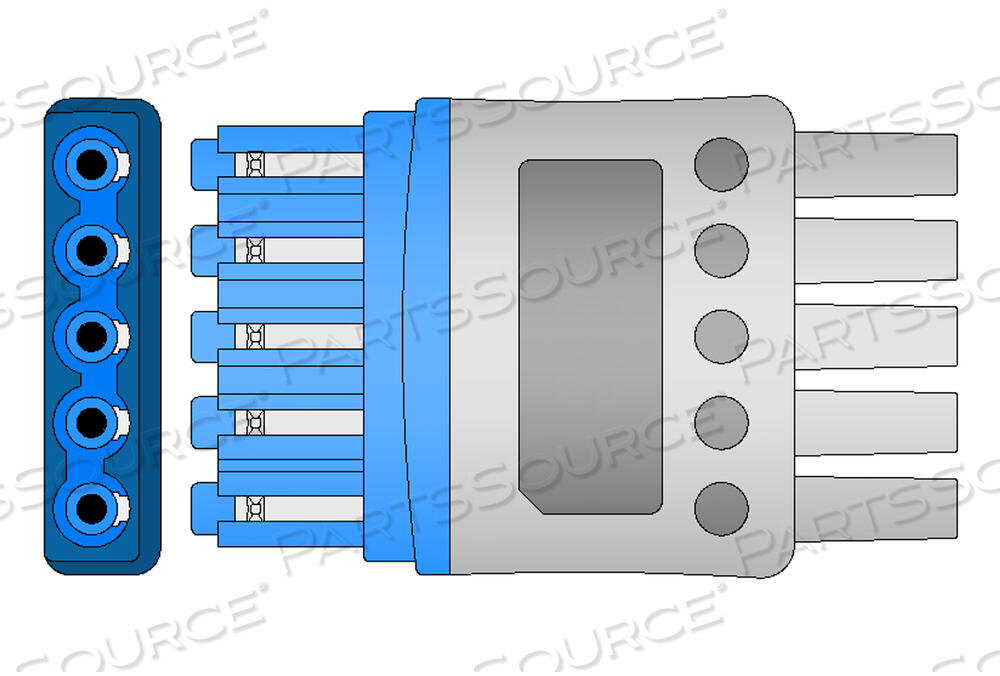5-LEAD WITH GRABBERS, DIN CONNECTOR, SHIELDED, AAMI ICU COLOR CODING, 1.6 M by Philips Healthcare